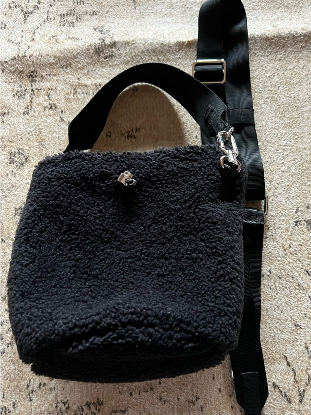 Lululemon Black Sherpa Crossbody Bag with Adjustable Strap